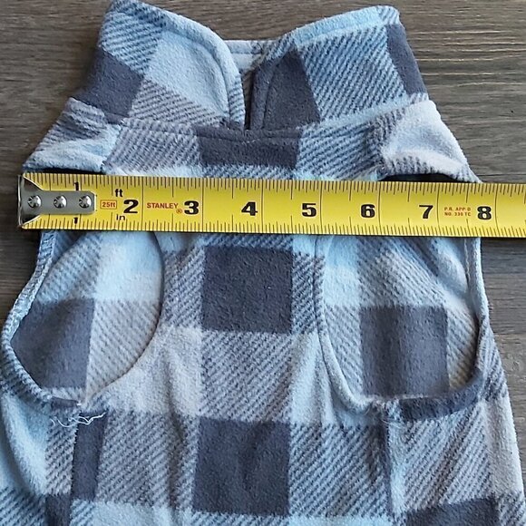 Born To Be Loved Blue/Gray/Black Buffalo Plaid Pullover Dog Shirt W/D-Ring - M - Picture 3 of 6
